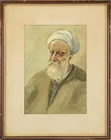 Yernand, Pair of Arab Portraits of Men, Watercolors