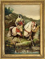 H C Hays, Arab Fighter on Horseback After a Painting by Adolf Schreyer, Oil on canvas