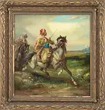 D Hensel, The Arab Fighter on Horseback, Oil on canvas