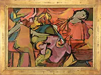 Vaclav Vytacil, Abstract with Figures, Oil on masonite