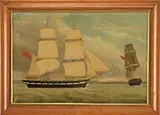 Unsigned, Portrait of a Two-Mast British Ship, Oil on canvas