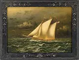 Unsigned, Sloop in Stormy Weather, Oil on wood panel