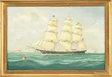 Frederick Tordoff, Portrait of an American Three-Mast Ship, Oil on canvas