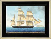 Peter Mazzinghi, ELLEN PASSING GIBRALTAR AUG 5TH 1836 WILm P, LARRABEE MASTER”. Watercolor/gouache