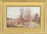 Road in Late Fall by Bernard Corey, Oil on canvas laid to board, sold Feb 2014