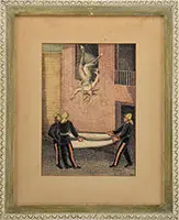 Agustín Lazo Adalid, Fireman Rescuing Falling Girl, Gouache