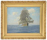 William Edward Norton, Tall Ship Under Sail, Oil on board