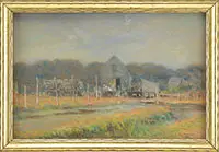 Louis Doyle Norton, Tidal Marsh Boathouses, Pastel