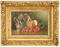 August Laux, Fruit & Silver, Oil on canvas