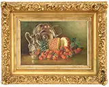 August Laux, Fruit & Silver, Oil on canvas