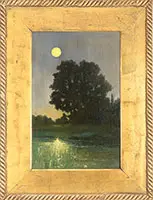 William P Bodfish, Twilight Moon, Oil on board