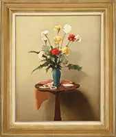 Samuel Rose, Still Life with Ten Carnations, Oil on masonite