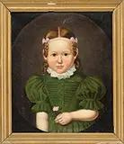 Unsigned, Portrait of a Young Girl in a Green Dress, Oil on canvas