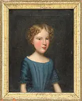Unsigned, Half Portrait of a Young Girl in Blue, Oil on canvas