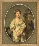 Oval Portrait of a Young Woman After Greuze by Alice Underwood Fitch, Oil on canvas Affixed to a modern rectangular frame with green velvet background, sold Feb 2014