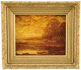 Hudson Mindell Kitchell, Sunset with Landscape & Figures, Oil on canvas