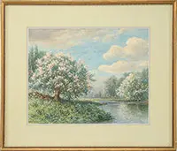 William Frederick Paskell, Three Woodland Landscape Works, Watercolors