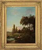 Jules Dupré, Landscape with Figure and Cows