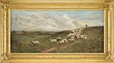 Frederick Williamson, Tending the Flock Overlooking a Town, Oil on canvas