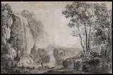 Robert Crone, Landscape Drawing, Charcoal & wash on paper