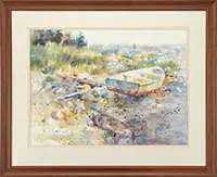 Carleton Plummer, Shoreline with Rowboat, Watercolor