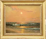 A.B. Johnson, Sunset Over Beach, Oil on canvas
