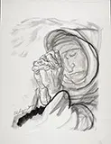 Woman Praying by Edouard L. Louis Edy-Legrand, Wash on paper, sold Feb 2014