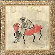 Lisel Salzer, Gentleman on a Tete-A-Tete, Oil on masonite