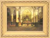 Unsigned, Cathedral Interior, Oil on chamfered oak panel