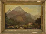 Rod E. Miller, Alpine Mountain Scene, Oil on canvas