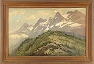 Alaska Mountain Range by C Myron Clark, Oil on canvas, sold Feb 2014
