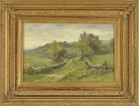 Albert Babb Insley, A Lane Among Rolling Hills, Oil on wood panel