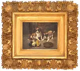 Nicholas Winfield Scott Leighton, Pups and Chicks, Oil on canvas