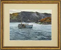 Don Stone, Lobstering Off Monhegan, Watercolor