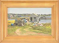 Tom Hughes, Fish House, Beal’s Island, Oil on panel