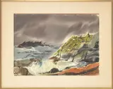 Laurence Philip Sisson, Stormy Coast, Watercolor on paper