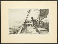At the Tiller by Arthur Briscoe, Etching on paper, sold Aug 2013