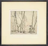 Alfred Heber Hutty, Birches, Etching on paper