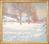 Robert E Owen, New England Winter, Oil on canvas