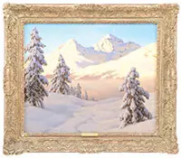 Ivan Fedorovich Choultse, Sunlit Mountain Snow, Oil on canvas