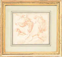 Unsigned, Two Cupids, Red chalk on paper