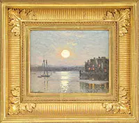 Moonlight Over the Fort, Gloucester by John Joseph Enneking, Oil on academy board, sold Aug 2013