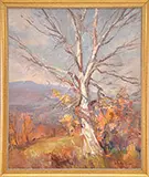 Robert Charles Gruppe, Landscape with Birch Tree, Oil on canvas