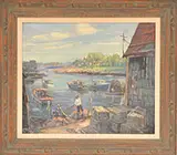 James King Bonnar, Pigeon Cove, Rockport, Oil on canvas board