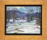 Aldro Thompson Hibbard, Frozen River with Village and Mountains
