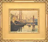 Anthony Thieme, Harbor View with Green Schooner