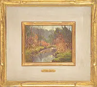 Anthony Thieme, Landscape with Creek, Oil on masonite