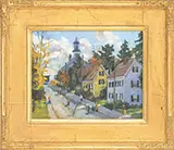 Paul Goodnow, Rockport Street Scene, Oil on Masonite