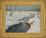 Walter Koeniger, Winter Landscape with Brook, Oil on canvas