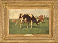 William Henry Howe, Grazing Cows, Oil on wood panel